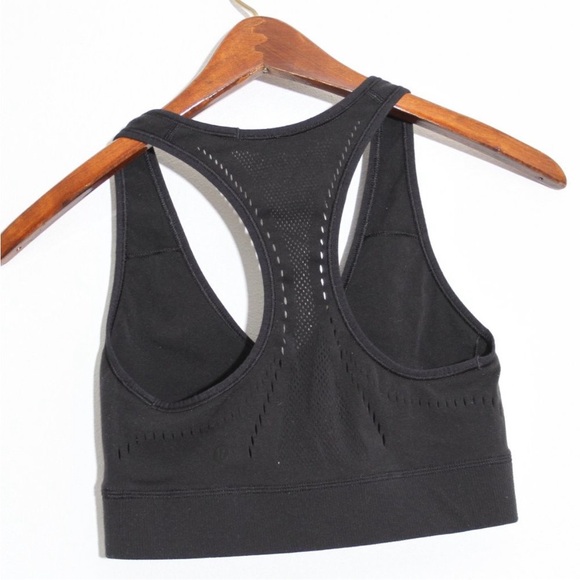Lululemon Racerback V-Neck Sports Bra Lasercut Black Size 6 - Picture 3 of 9